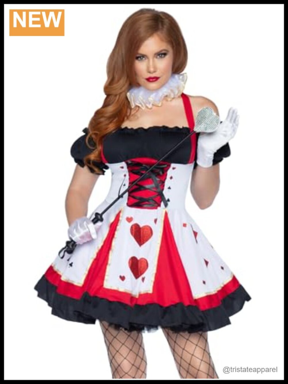 Pretty Playing Card Queen of Hearts Costume Peasant Top Dress Neck Piece